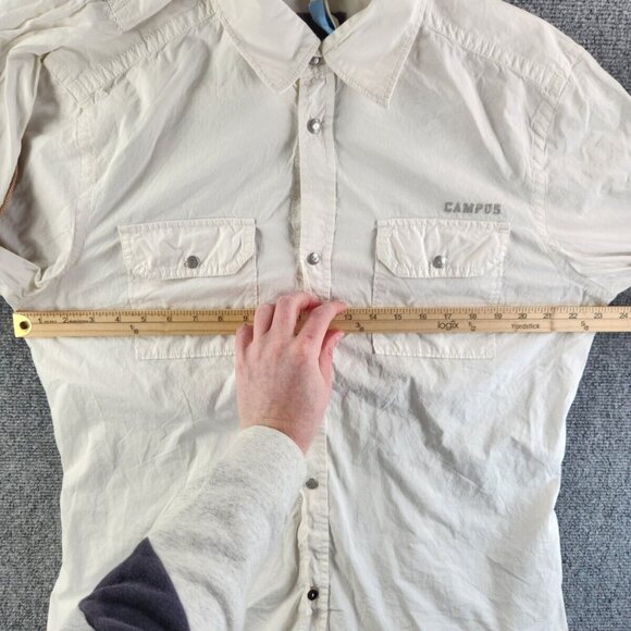 VTG Campus By Marc O Polo XL Germany Made Snap Up Long Sleeve Elbow Patch White - Picture 15 of 16